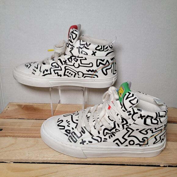 Zaba Kids Medium Tops Tennis Shoe Keith Haring Sp Ed Faux Leather - Size 3 - Picture 3 of 8